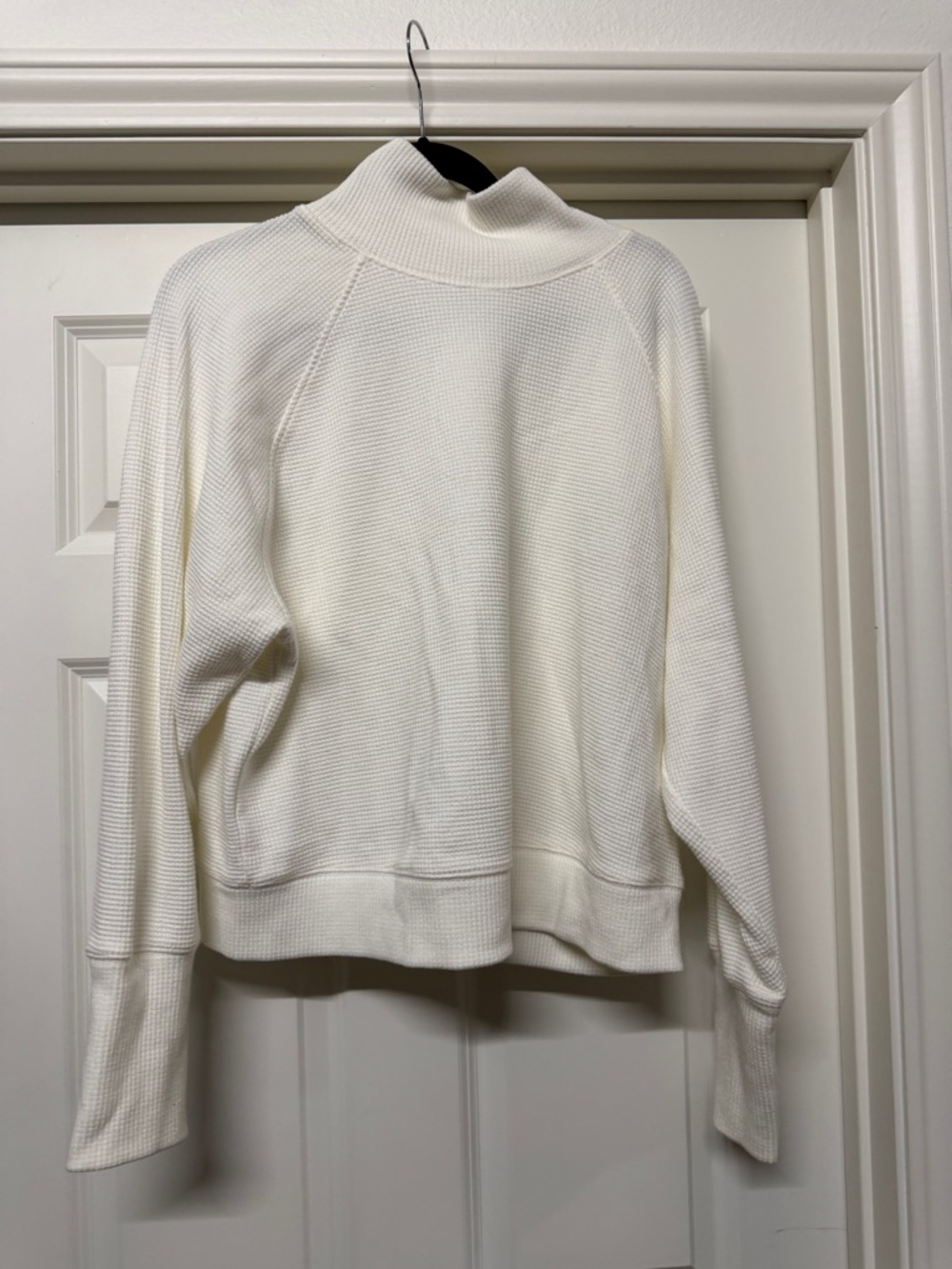 Alo Yoga Waffle Weekend Escape Cream Mock Neck Sweater